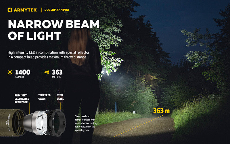 Dobermann Pro OLIVE Magnet USB – 1400 Lumens
