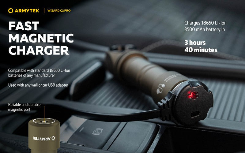 Wizard C2 Pro OLIVE Magnet USB – 2500 Lumens