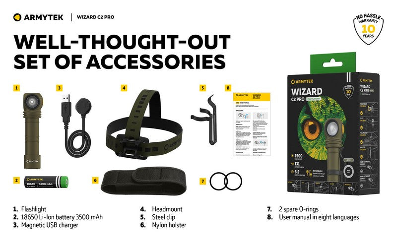 Wizard C2 Pro OLIVE Magnet USB – 2500 Lumens