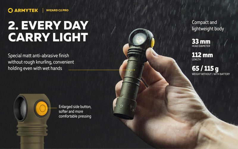 Wizard C2 Pro OLIVE Magnet USB – 2500 Lumens