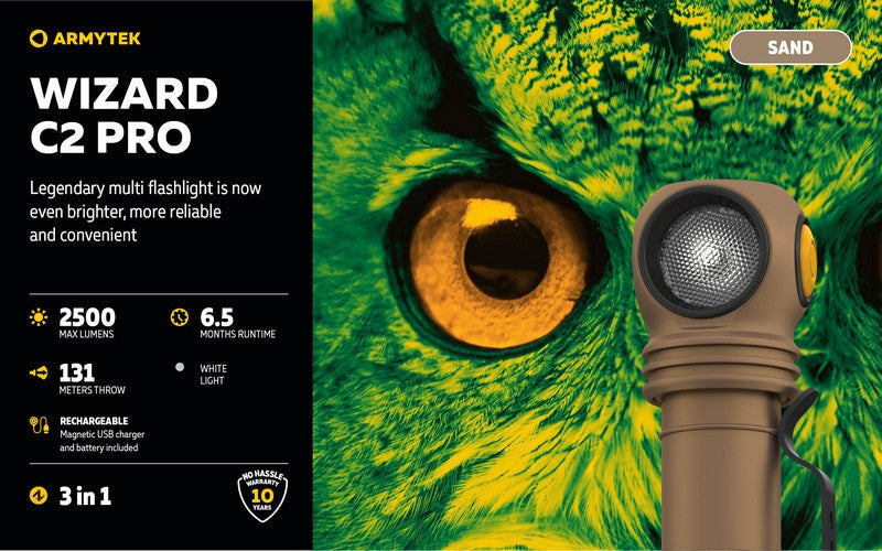 Wizard C2 Pro SAND Magnet USB – 2500 Lumens