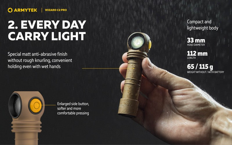 Wizard C2 Pro SAND Magnet USB – 2500 Lumens