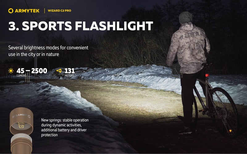 Wizard C2 Pro SAND Magnet USB – 2500 Lumens