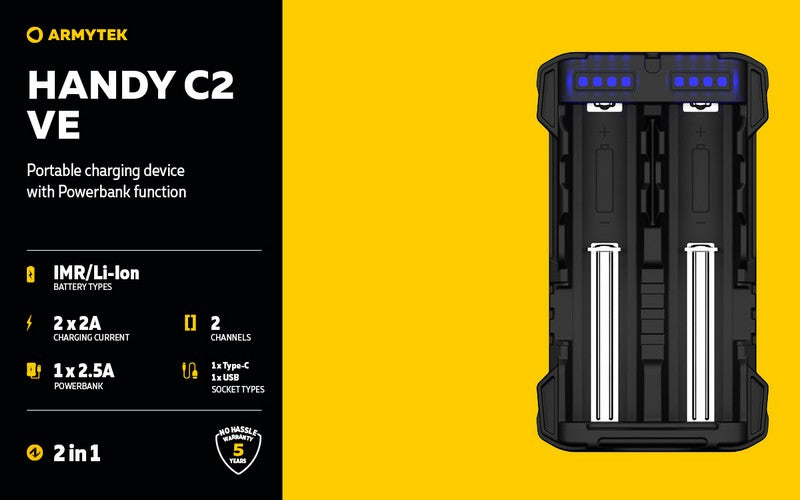 Chargeur Handy C2 VE – Powerbank – Batteries Li-ion, IMR