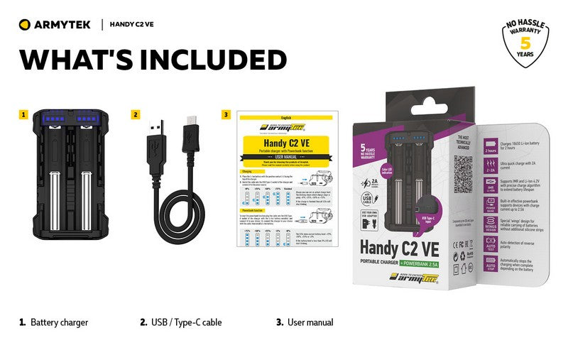 Chargeur Handy C2 VE – Powerbank – Batteries Li-ion, IMR