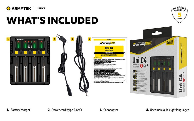 Chargeur Uni C4 – Batteries Li-ion, IMR, Li-FePO4, Ni-MH, Ni-Cd, Ni-Zn