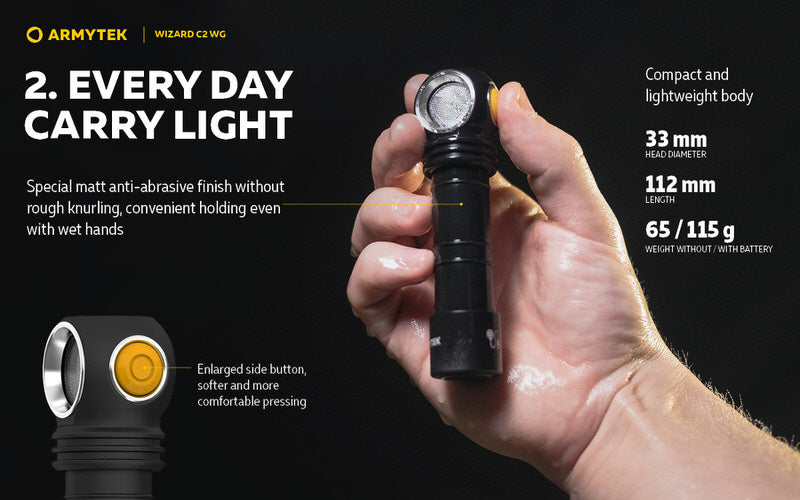 Wizard C2 WG Magnet USB – 1100/1020 Lumens / 400 Lumens Vert