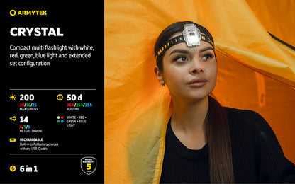 Lampe Armytek Crystal RGB – 200 Lumens Blanc + Rouge/Bleu/Vert