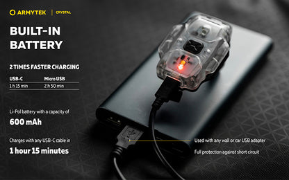 Lampe Armytek Crystal RGB – 200 Lumens Blanc + Rouge/Bleu/Vert