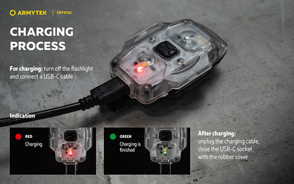 Lampe Armytek Crystal RGB – 200 Lumens Blanc + Rouge/Bleu/Vert