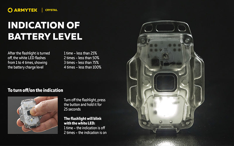 Lampe Armytek Crystal RGB – 200 Lumens Blanc + Rouge/Bleu/Vert