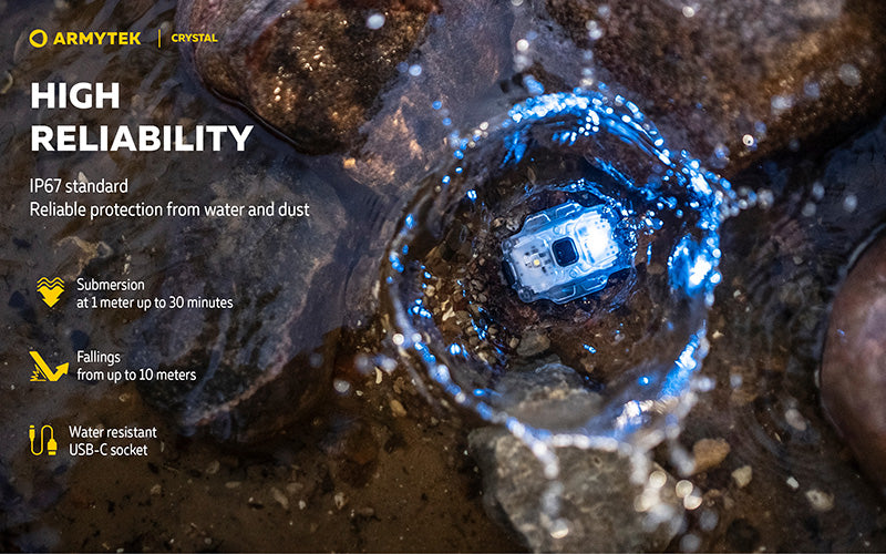 Lampe Armytek Crystal RGB – 200 Lumens Blanc + Rouge/Bleu/Vert