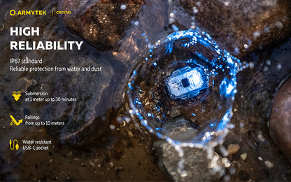 Lampe Armytek Crystal RGB – 200 Lumens Blanc + Rouge/Bleu/Vert