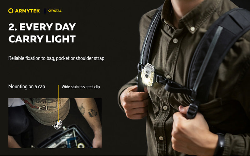Lampe Armytek Crystal RGB – 200 Lumens Blanc + Rouge/Bleu/Vert