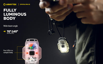 Crystal PRO 3D – 210 Lumens - Lumière Blanche/Rouge/Verte/Bleue - Fonction Feu de Freinage - Accéléromètre