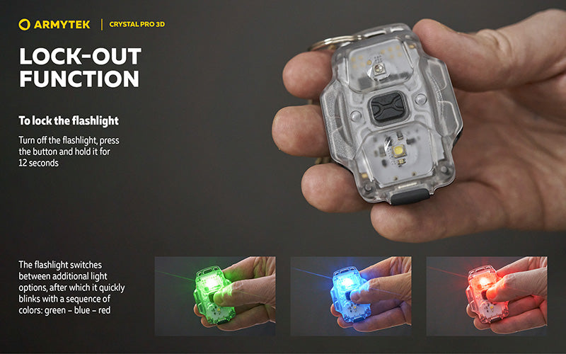 Crystal PRO 3D – 210 Lumens - Lumière Blanche/Rouge/Verte/Bleue - Fonction Feu de Freinage - Accéléromètre