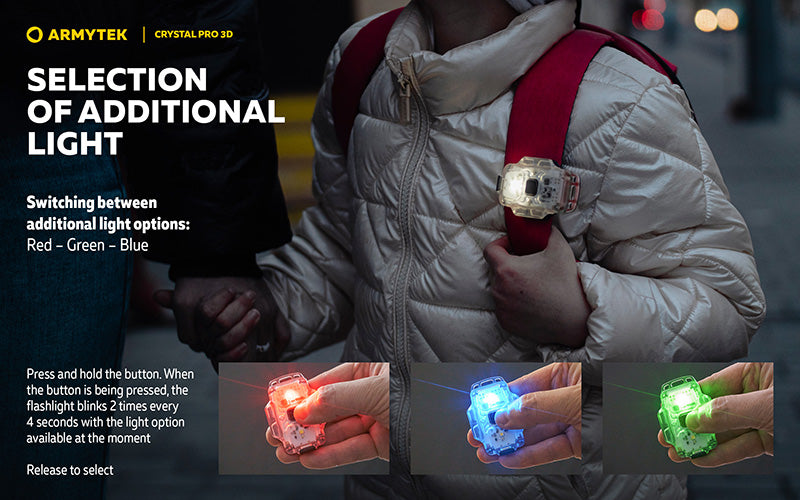Crystal PRO 3D – 210 Lumens - Lumière Blanche/Rouge/Verte/Bleue - Fonction Feu de Freinage - Accéléromètre