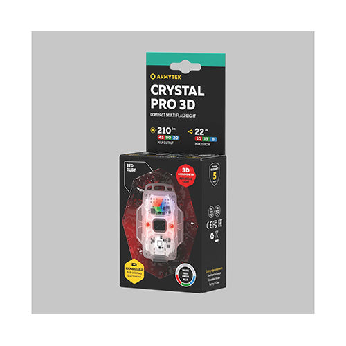 Crystal PRO 3D – 210 Lumens - Lumière Blanche/Rouge/Verte/Bleue - Fonction Feu de Freinage - Accéléromètre
