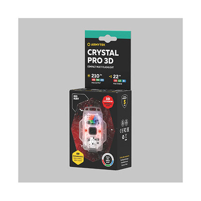 Crystal PRO 3D – 210 Lumens - Lumière Blanche/Rouge/Verte/Bleue - Fonction Feu de Freinage - Accéléromètre