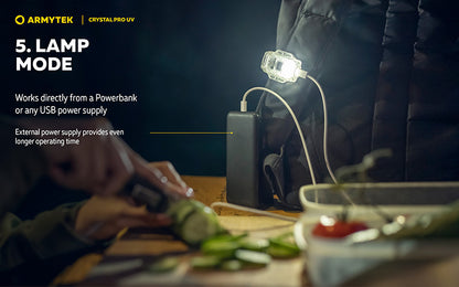Lampe Frontale Armytek Crystal PRO UV – 200 Lumens - Lumière Blanche/Rouge/Verte/Bleu/UV