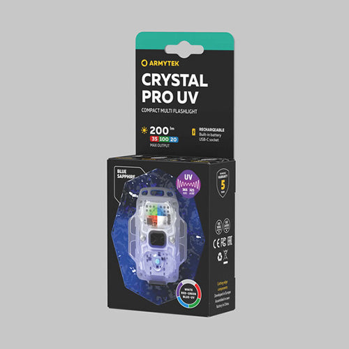 Crystal PRO UV – 200 Lumens - Lumière Blanche/Rouge/Verte/Bleu/UV