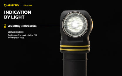 Lampe Frontale  Armytek Elf C2 Max 4500 Lumens - Faisceau Large 150° - 4 en 1 - Rechargeable USB-C