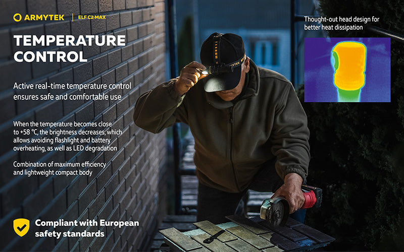 Lampe Frontale  Armytek Elf C2 Max 4500 Lumens - Faisceau Large 150° - 4 en 1 - Rechargeable USB-C