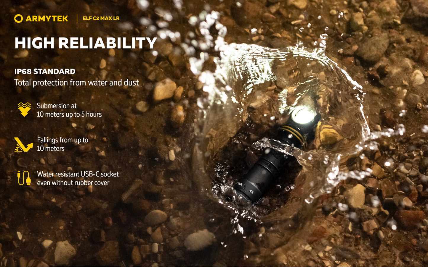 Elf C2 Max LR 4500 Lumens - Portée 235m Longue Distance - 4 en 1 - Rechargeable USB-C