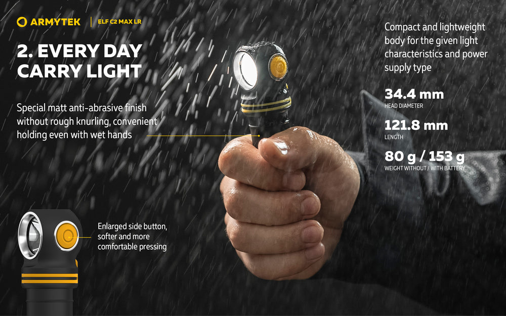 Elf C2 Max LR 4500 Lumens - Portée 235m Longue Distance - 4 en 1 - Rechargeable USB-C