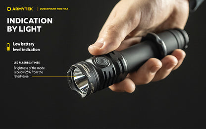 Lampe torche Armytek Dobermann Pro Max 3000 Lumens - Batterie 21700 Li-Ion 5000mAh