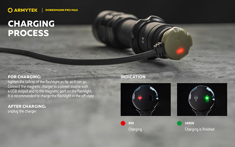 Lampe torche Armytek Dobermann Pro Max 3000 Lumens - Batterie 21700 Li-Ion 5000mAh