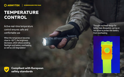 Lampe torche Armytek Dobermann Pro Max 3000 Lumens - Batterie 21700 Li-Ion 5000mAh
