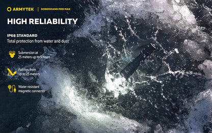 Lampe torche Armytek Dobermann Pro Max 3000 Lumens - Batterie 21700 Li-Ion 5000mAh