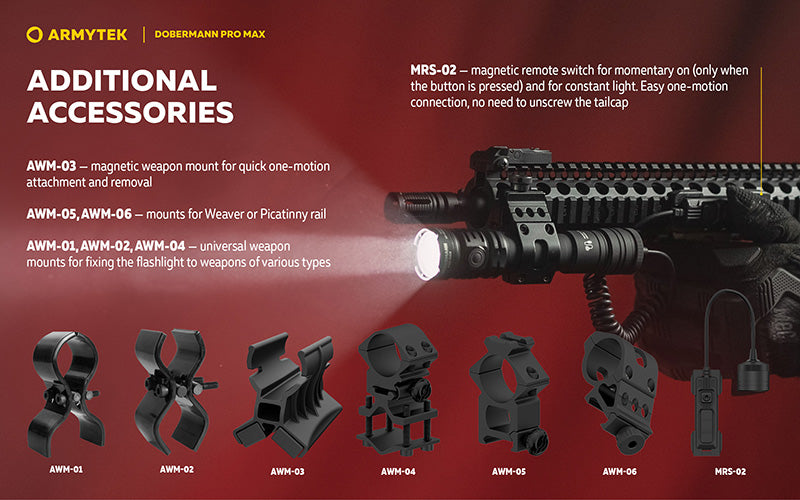 Lampe torche Armytek Dobermann Pro Max 3000 Lumens - Batterie 21700 Li-Ion 5000mAh