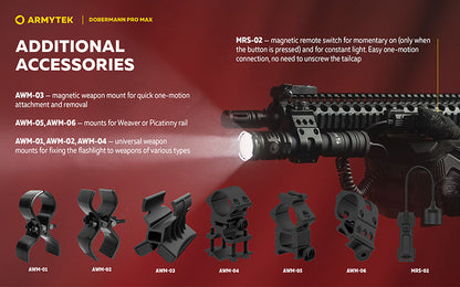 Lampe torche Armytek Dobermann Pro Max 3000 Lumens - Batterie 21700 Li-Ion 5000mAh