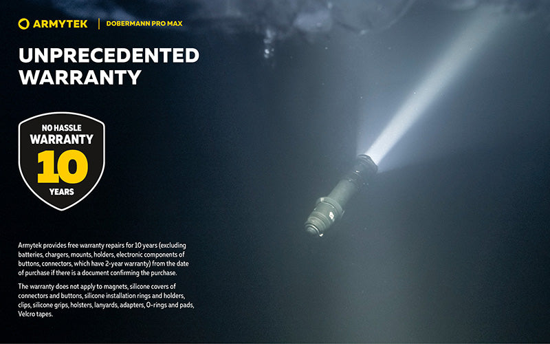 Lampe torche Armytek Dobermann Pro Max 3000 Lumens - Batterie 21700 Li-Ion 5000mAh