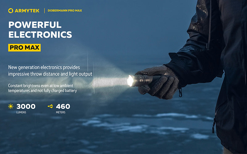 Lampe torche Armytek Dobermann Pro Max 3000 Lumens - Batterie 21700 Li-Ion 5000mAh