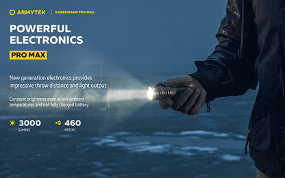 Lampe torche Armytek Dobermann Pro Max 3000 Lumens - Batterie 21700 Li-Ion 5000mAh