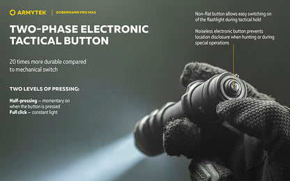 Lampe torche Armytek Dobermann Pro Max 3000 Lumens - Batterie 21700 Li-Ion 5000mAh