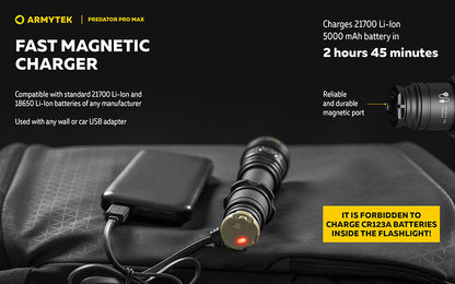 Lampe torche Armytek Predator Pro Max 3000 Lumens - Batterie 21700 Li-Ion 5000mAh