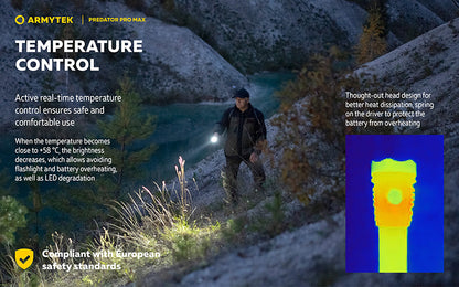 Lampe torche Armytek Predator Pro Max 3000 Lumens - Batterie 21700 Li-Ion 5000mAh