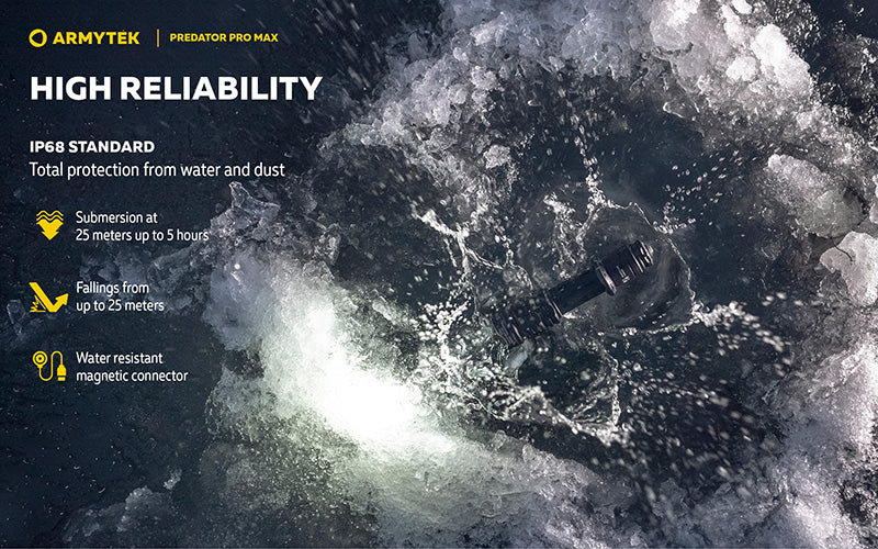 Lampe torche Armytek Predator Pro Max 3000 Lumens - Batterie 21700 Li-Ion 5000mAh