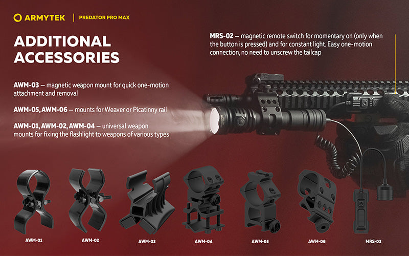 Lampe torche Armytek Predator Pro Max 3000 Lumens - Batterie 21700 Li-Ion 5000mAh