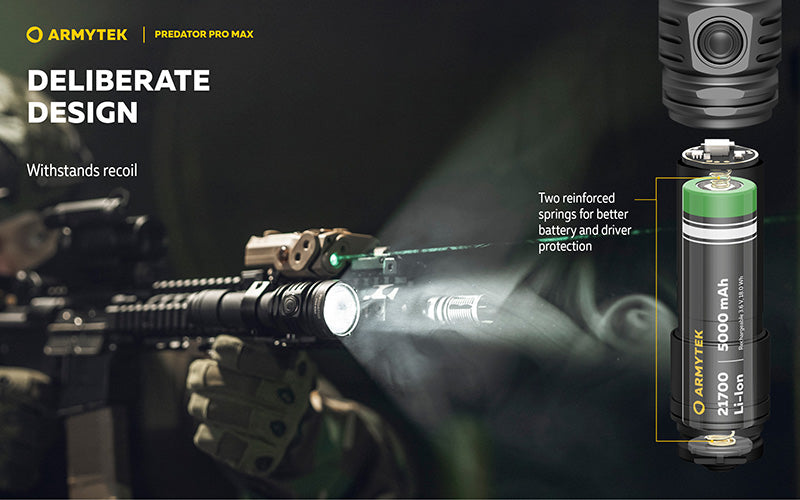Lampe torche Armytek Predator Pro Max 3000 Lumens - Batterie 21700 Li-Ion 5000mAh