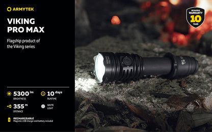 Viking Pro Max 5300 Lumens - Batterie 21700 Li-Ion 5000mAh - Portée de 355 mètres - White ou Warm