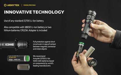 Viking Pro Max 5300 Lumens - Batterie 21700 Li-Ion 5000mAh - Portée de 355 mètres - White ou Warm