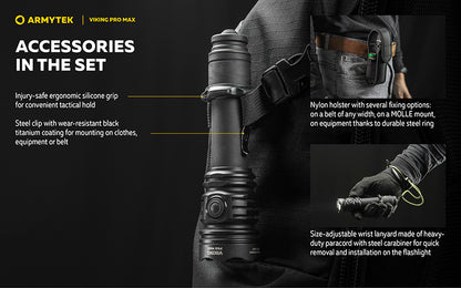 Viking Pro Max 5300 Lumens - Batterie 21700 Li-Ion 5000mAh - Portée de 355 mètres - White ou Warm