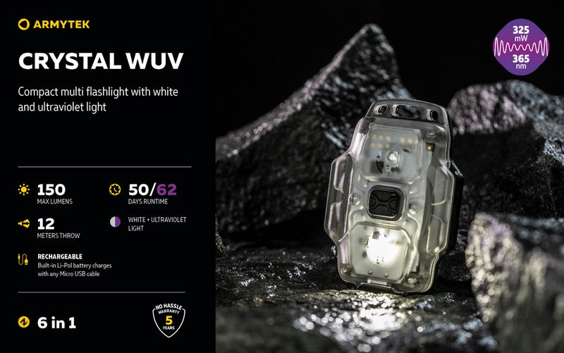 Crystal WUV – 150 Lumens Blanc + 325mW UV