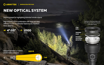 Barracuda Pro Max White 2800 Lumens - Portée 1000m - Rechargeable - Batterie 21700 Li-Ion