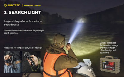 Barracuda Pro Max White 2800 Lumens - Portée 1000m - Rechargeable - Batterie 21700 Li-Ion